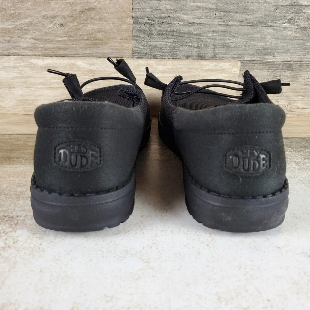 Hey Dude Wally Funk Mono Womens Shoes Sz 11 Black Round Toe Slip On Sneakers